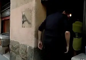 Busty tot whipped and fucked in public